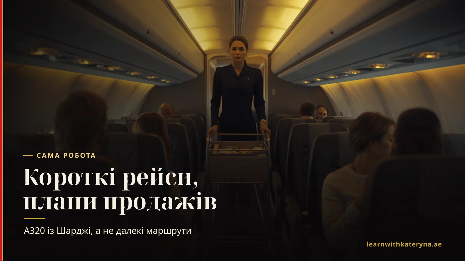 Бортпровідниця з візком у салоні вузькофюзеляжного літака — робота на коротких рейсах Air Arabia
