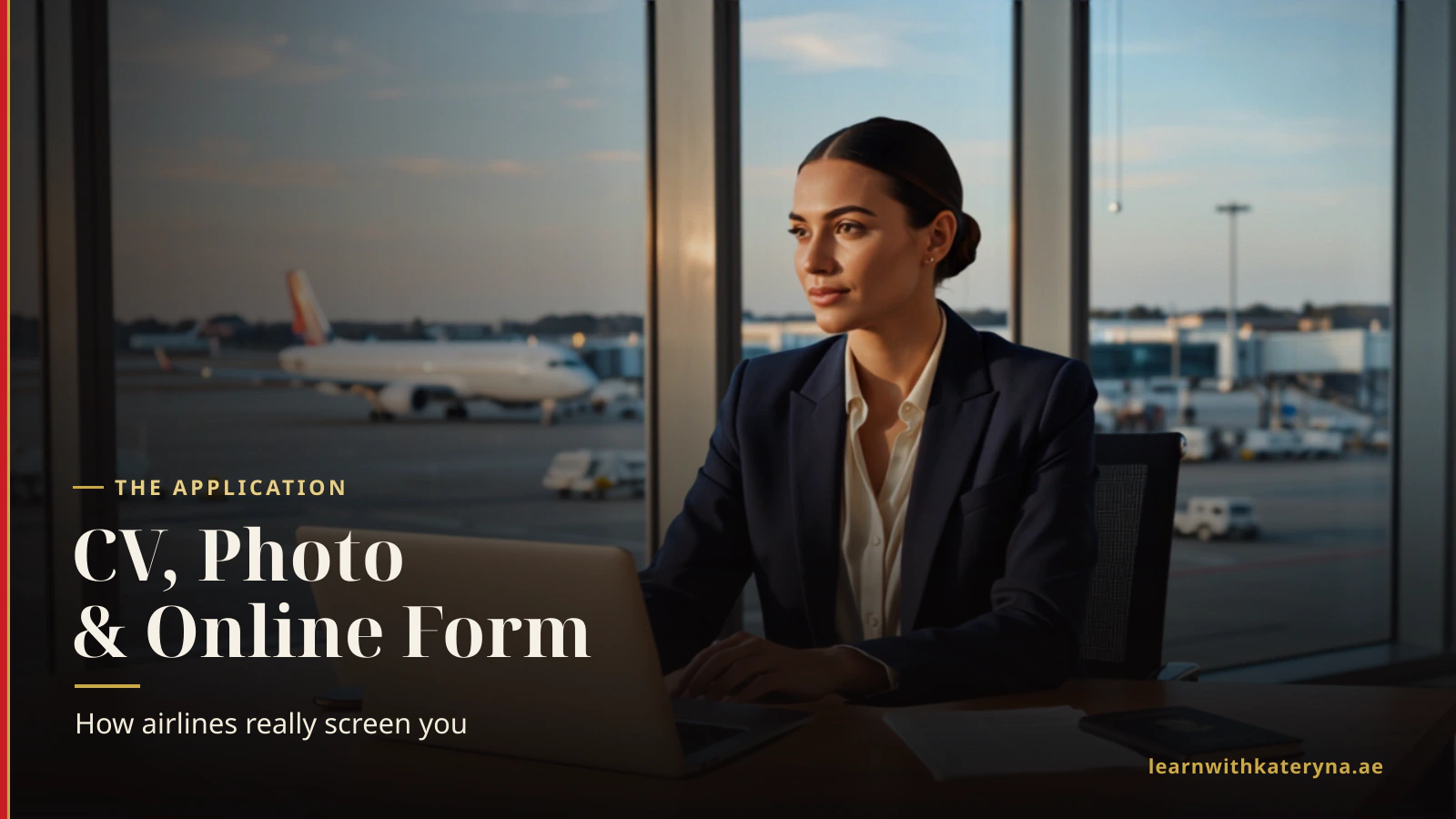 Cabin crew candidate submitting a CV through an airline online application portal — the application process