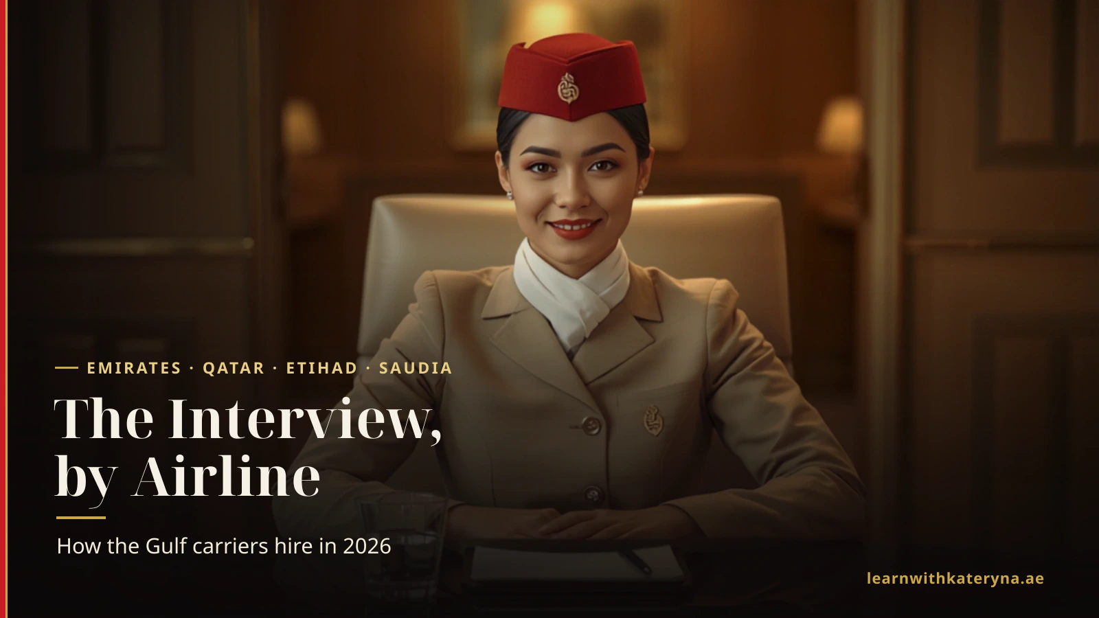Cabin crew member at an interview desk — cabin crew interview process compared by airline