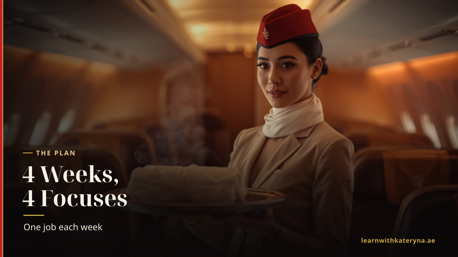 Emirates cabin crew member in a wide-body cabin — the four-week interview preparation plan