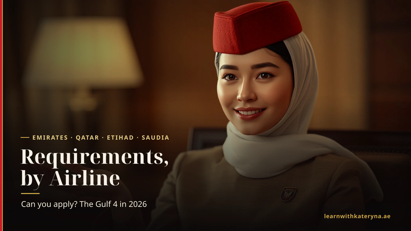 Cabin crew members from Emirates, Qatar, Etihad and Saudia — cabin crew requirements compared by airline