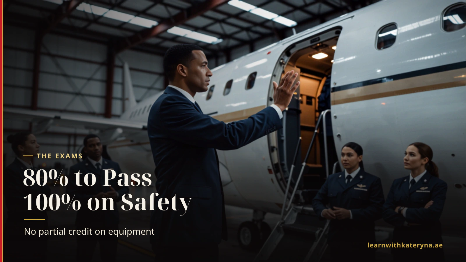 Cabin crew trainees studying for safety exams at an airline academy — training pass marks