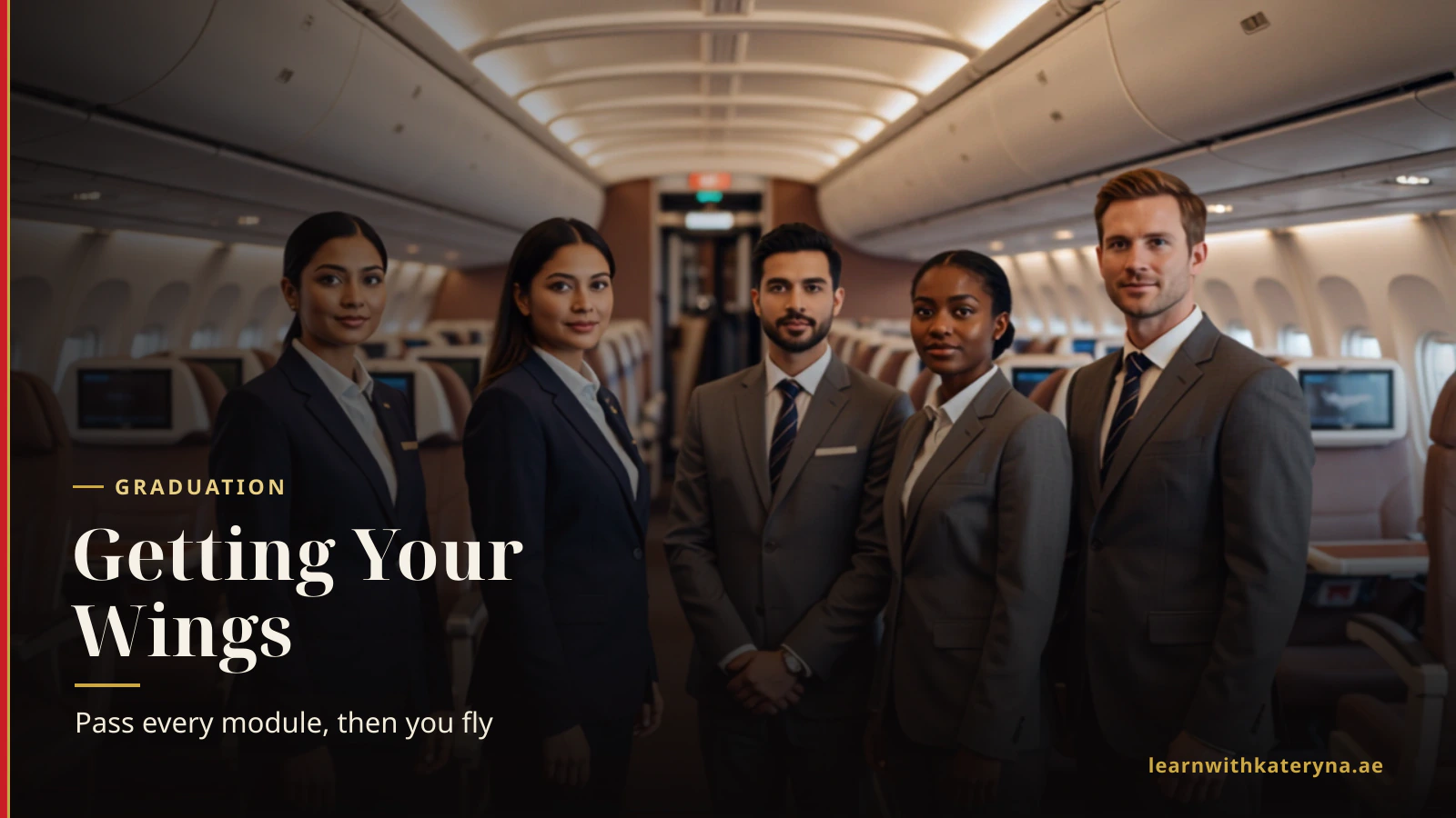 Newly graduated cabin crew celebrating at a wings ceremony — becoming qualified flight attendants