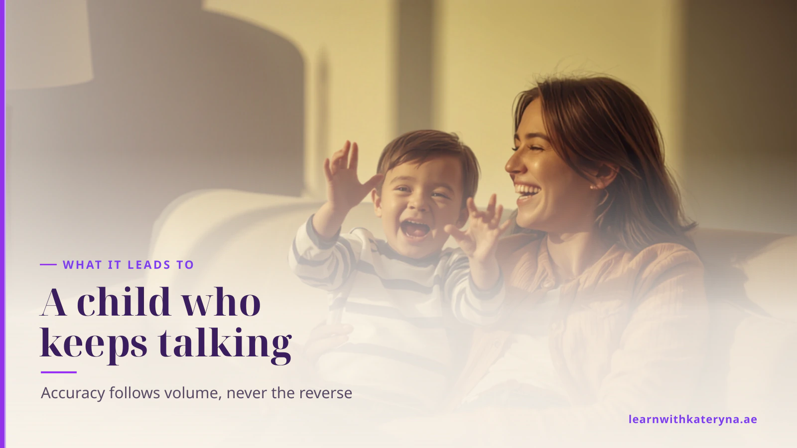 A mother and her child lie close together laughing as the child talks freely