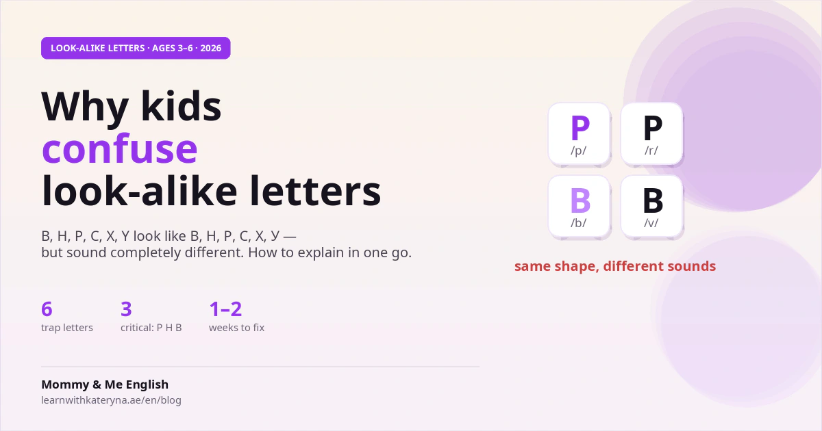 Why kids confuse English and Cyrillic letters — B H P C X Y look like В Н Р С Х У, 2026 guide