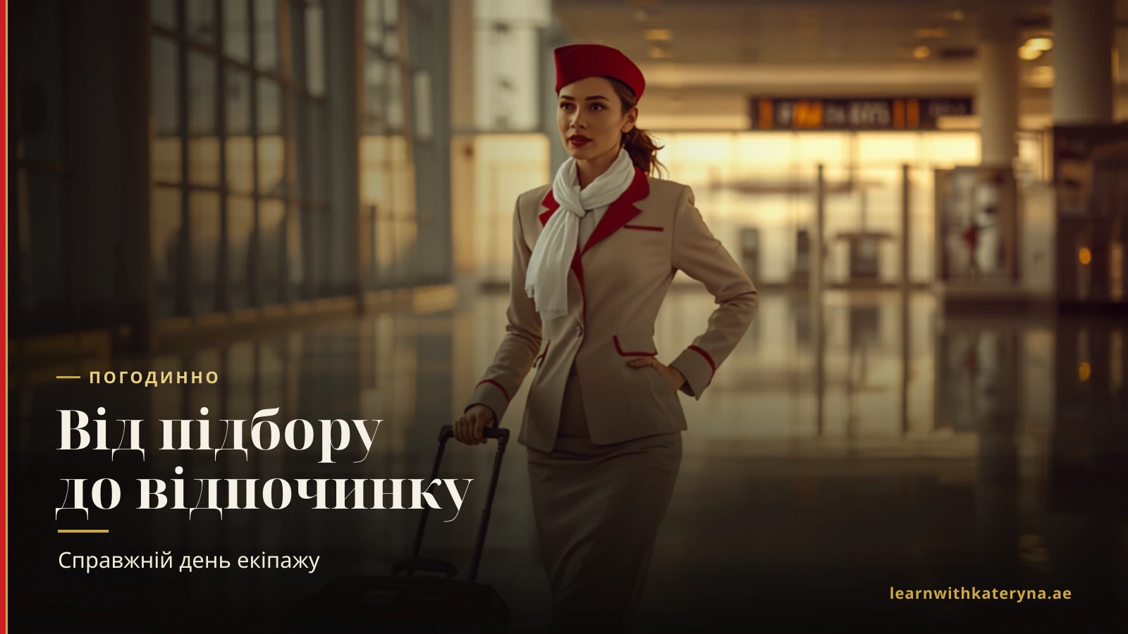 День бортпровідниці Emirates — таймлайн далекого рейсу від підбору о 05:30 через брифінг, посадку, сервіс, відпочинок екіпажу й готель на стоянці