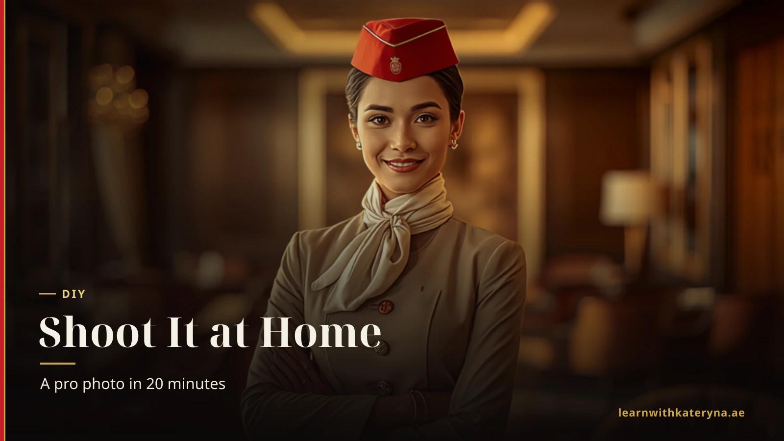 How to take an Emirates application photo at home — scheme: side window light, plain wall, phone on tripod, full length