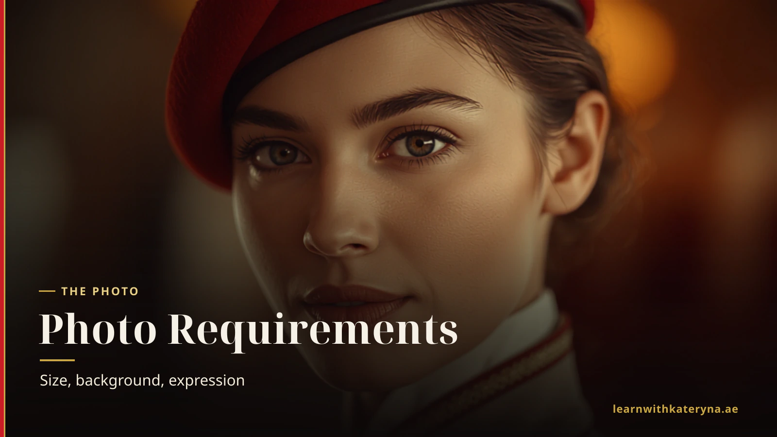 Emirates cabin crew photo requirements 2026 — 3.5 by 4.5 cm headshot and 13 by 18 cm full-length photo, JPEG under 500 KB