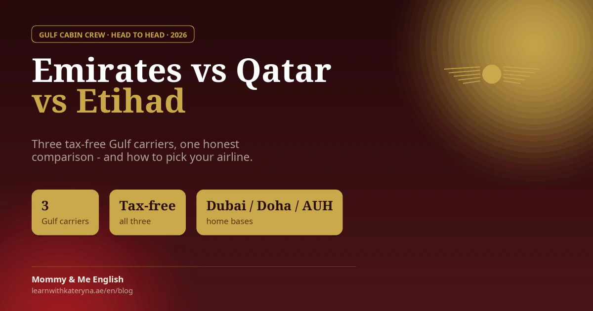 Emirates vs Qatar vs Etihad cabin crew compared 2026 — three tax-free Gulf carriers head to head