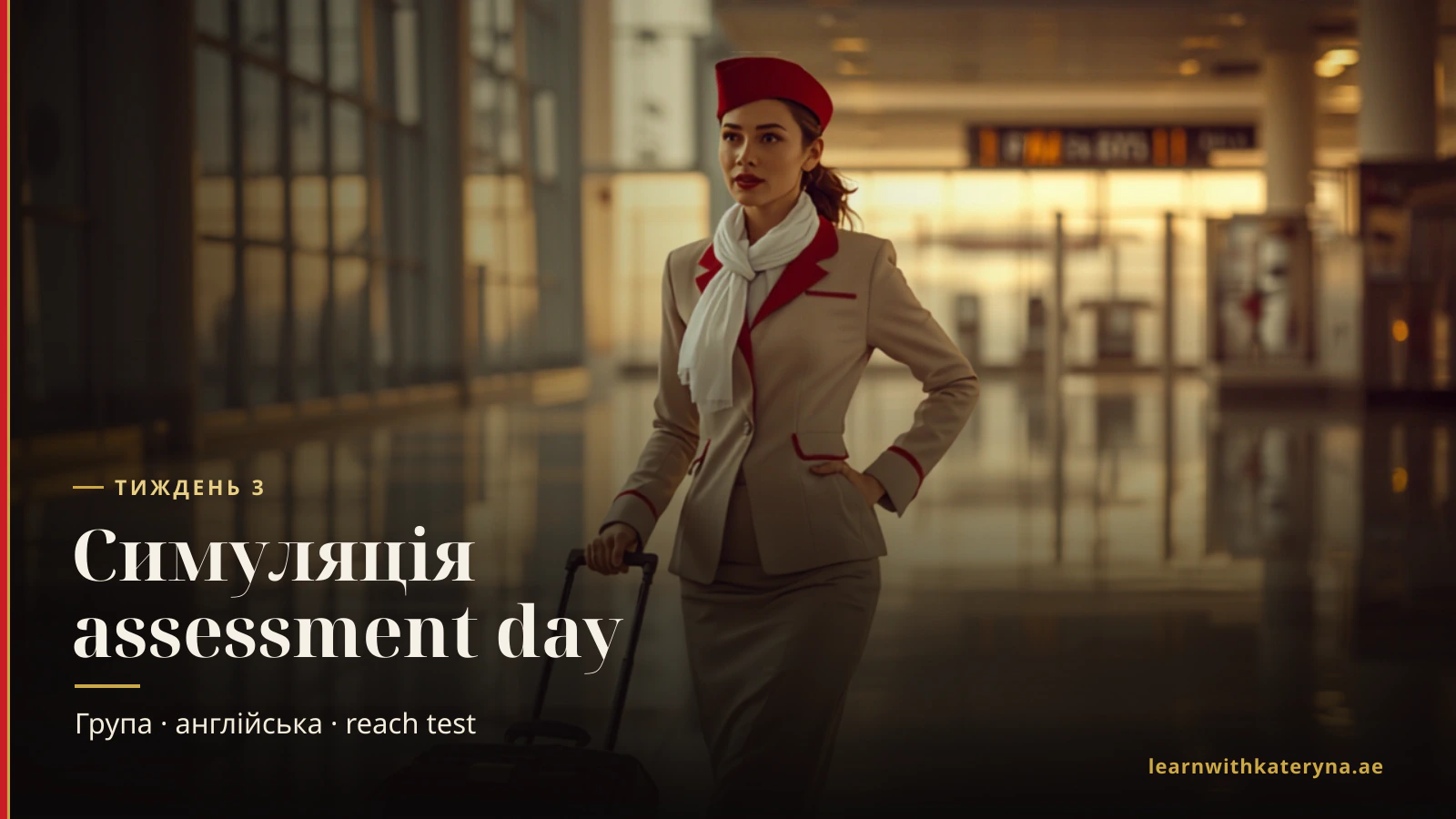 Бортпровідниця Emirates прямує на assessment day — симуляція третього тижня
