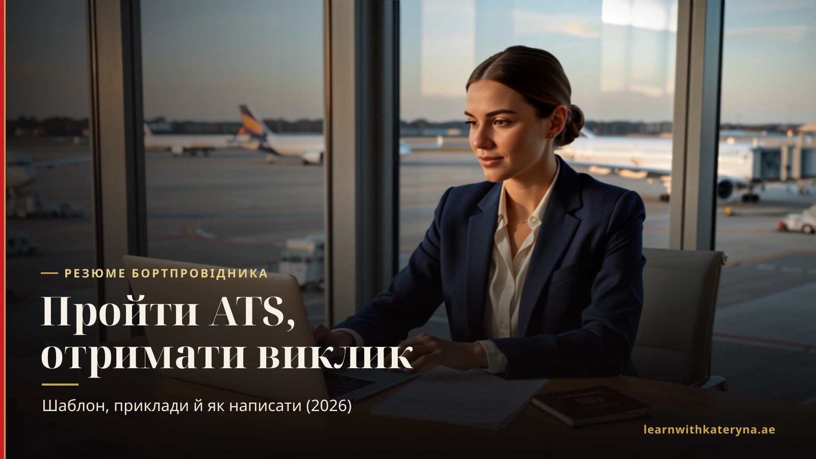 Кандидатка в бортпровідники готує резюме на ноутбуці — як написати резюме бортпровідника