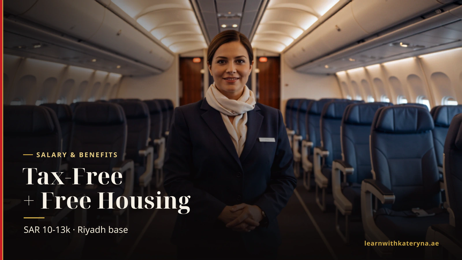Riyadh Air cabin crew member in the cabin — Riyadh Air cabin crew salary and benefits