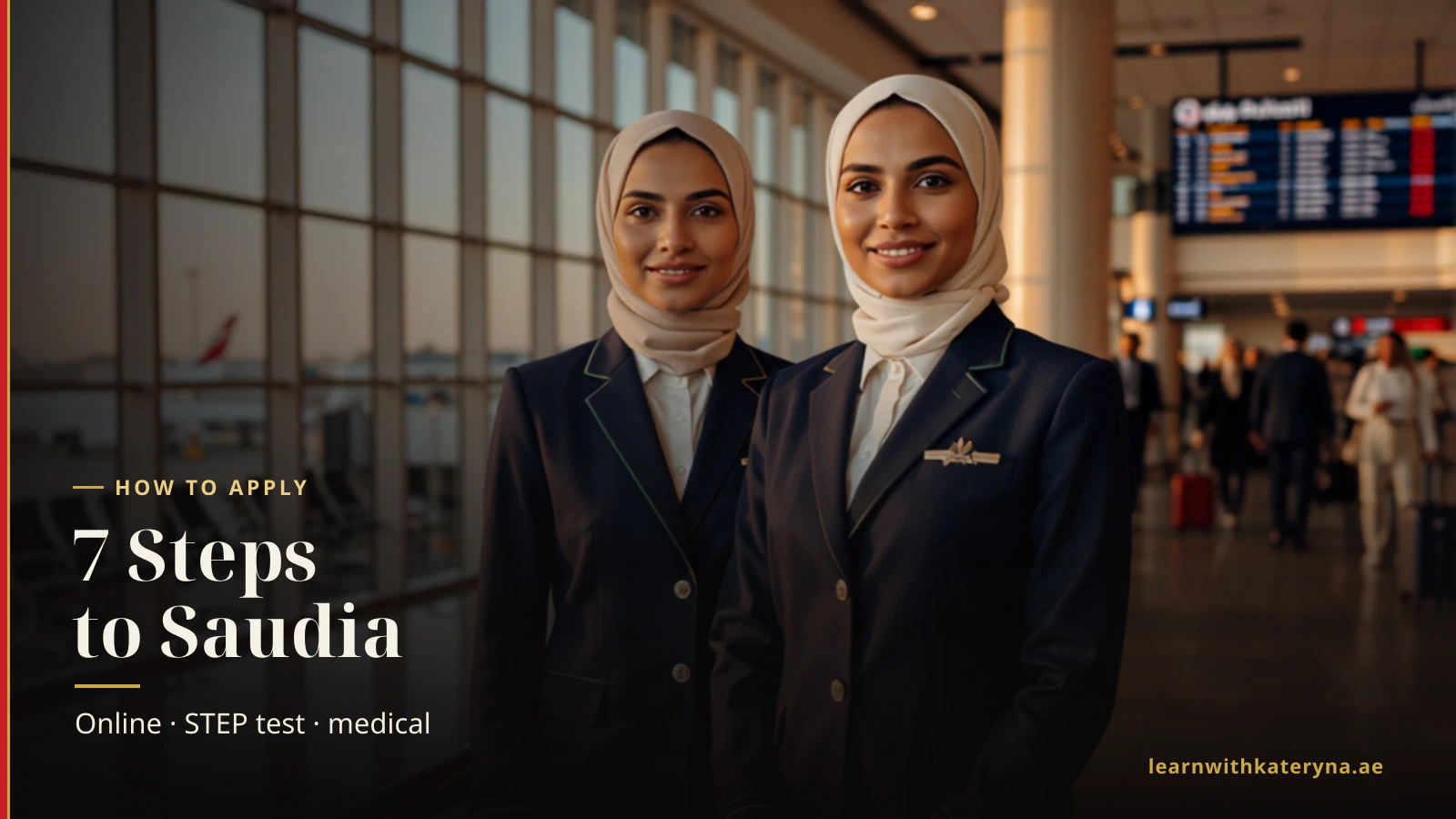 Saudia cabin crew member at an application desk — how to apply to Saudia