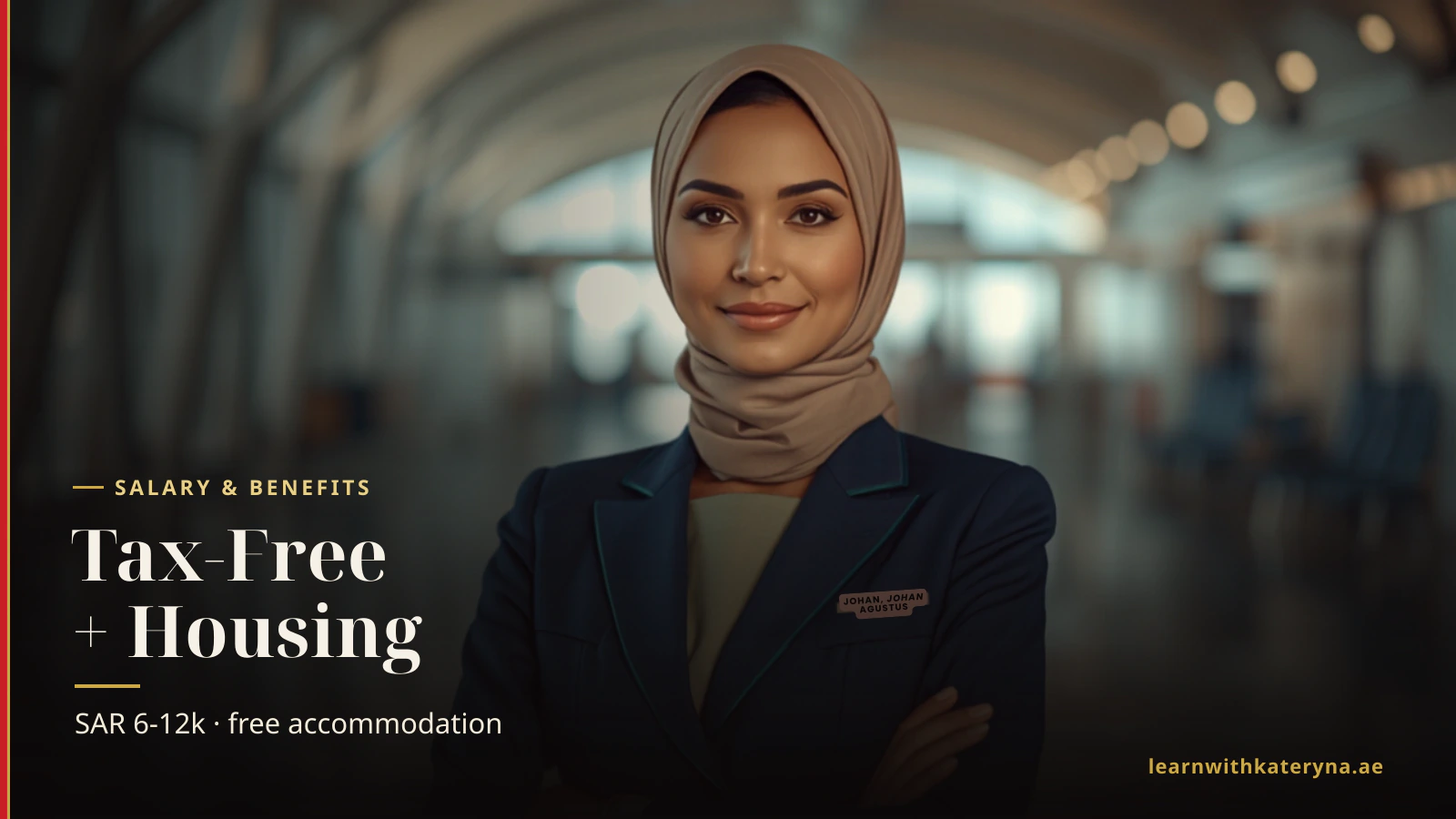 Saudia cabin crew member in the cabin — Saudia cabin crew salary and benefits