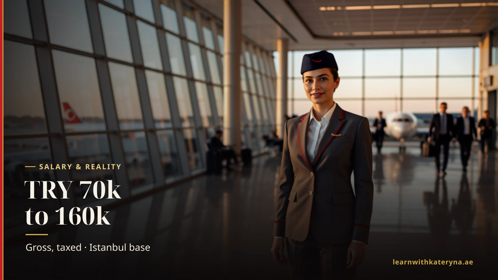 Turkish Airlines cabin crew member in the cabin — Turkish Airlines cabin crew salary