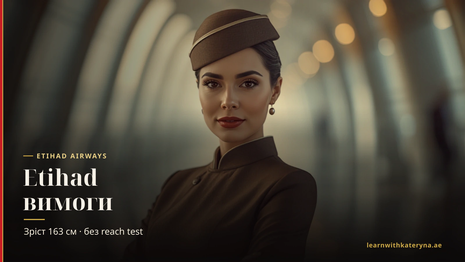 Бортпровідниця Etihad Airways у коричневій формі — вимоги Etihad до бортпровідників