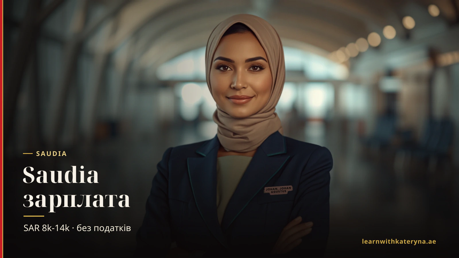 Бортпровідниця Saudia у темно-синій формі — зарплата бортпровідника Saudia