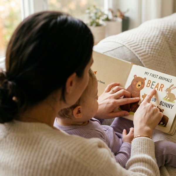 Мама читає дитині англійську книжку — розвиток через казку — Чернігів